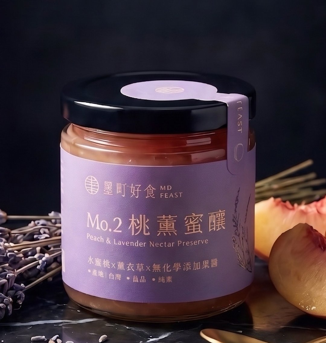 【Mo.1 玫瑰蜜酿】(240g/瓶) 100% 无添加 双重薰衣草 台湾水蜜桃 - 果酱/抹酱 - 玻璃 