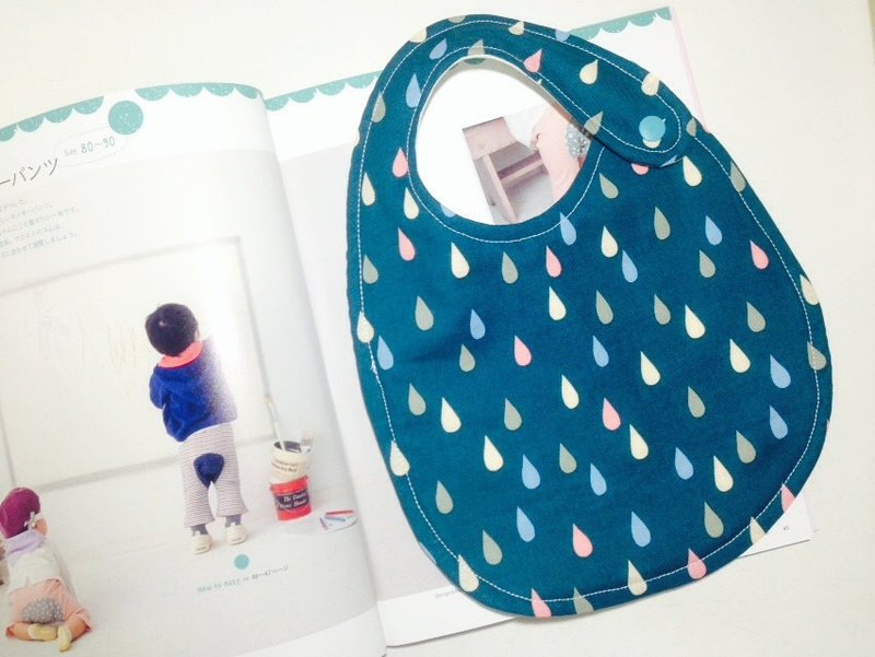 蓝绿水滴双面围兜 - 围嘴/口水巾 - 棉．麻 