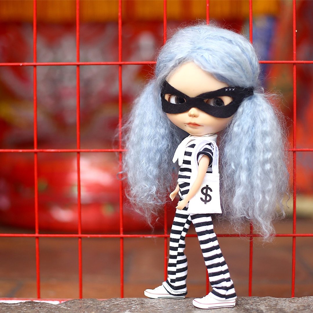 Halloween BANDIT COSTUME for Blythe, ob22, Licca doll. - 其他 - 棉 