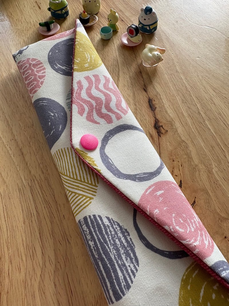 文青风环保纯棉筷袋 轻旅行 原麻白 厚实手感 爱心圈粉 日本 潮物 - 收纳用品 - 棉．麻 白色