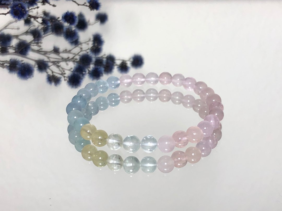 快速出货天然摩根石手链。渐层色手链手链 - 手链/手环 - 水晶 多色