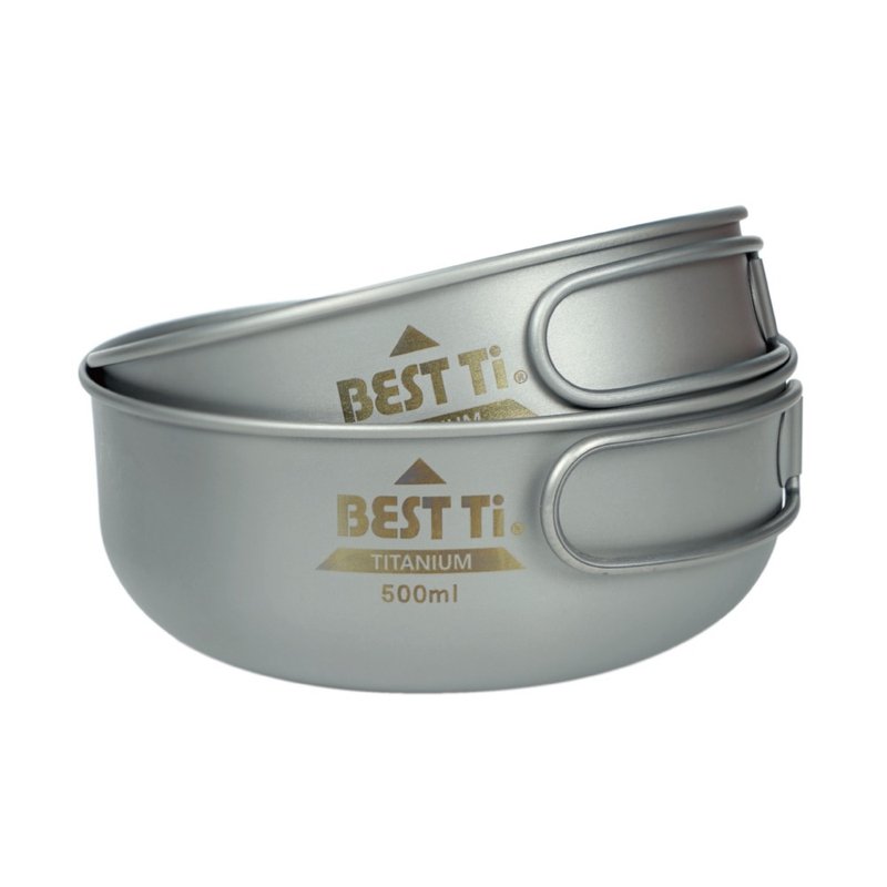 纯钛碗 纯钛二碗组 附赠网袋 可堆叠收纳 - 碗 - 贵金属 银色