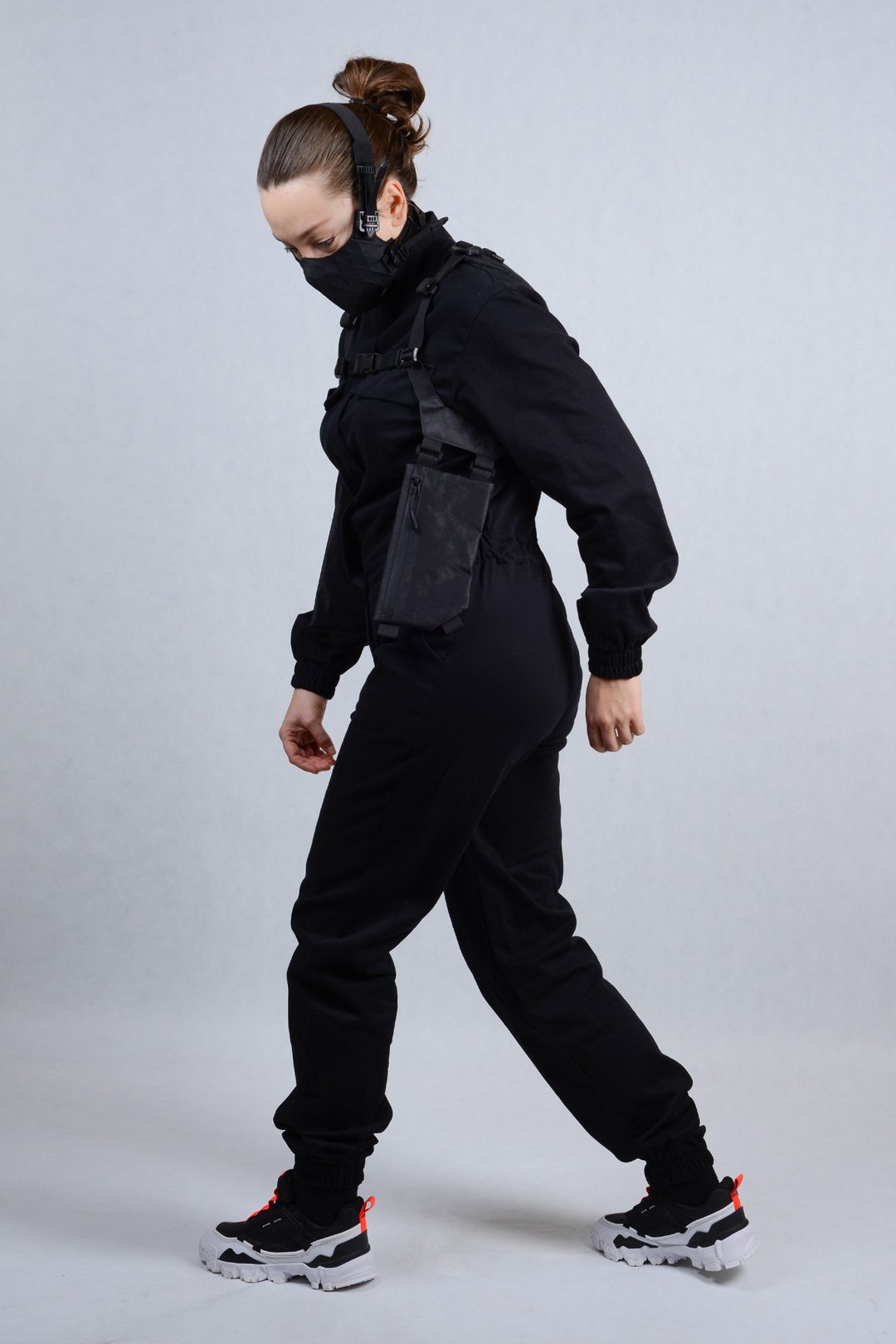 Black x-pac holster with detachable wallets Shoulder bag techwear holster bag - 侧背包/斜挎包 - 其他材质 黑色