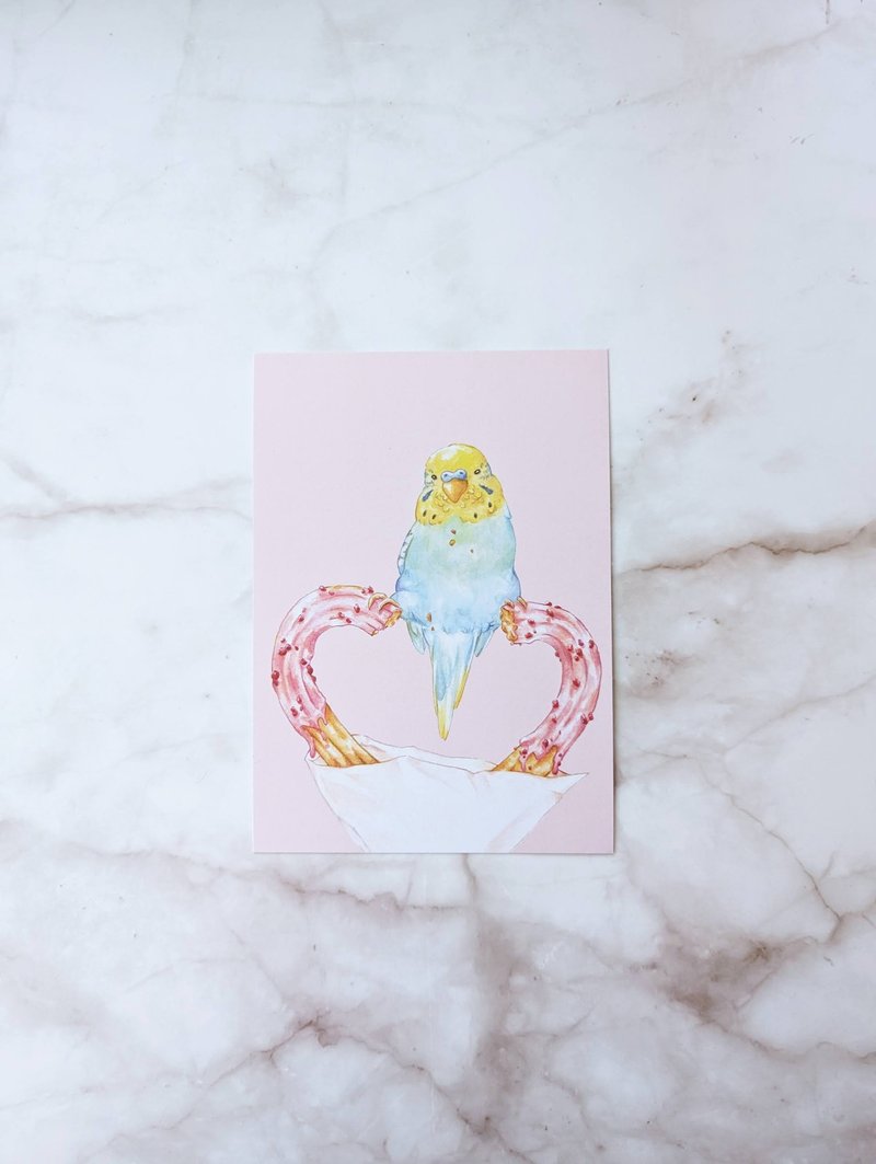 虎皮心型吉拿棒明信片 - 卡片/明信片 - 纸 粉红色