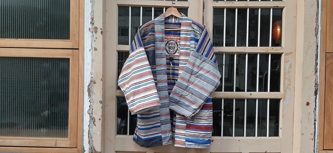 AMIN'S SHINY WORLD 墨西哥彩虹条纹提花拼布 KIMONO  ONLY系列 - 男装外套 - 棉．麻 多色