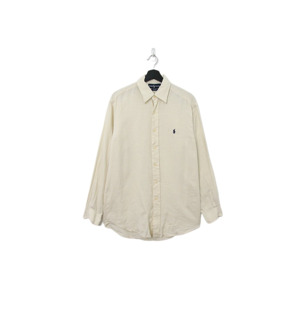Back to Green-品牌衬衫 Polo 麻棉象牙白 sh-02//vintage shirt - 男装衬衫 - 棉．麻 
