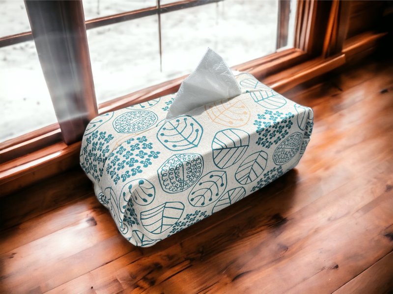 手作纸巾套。花与叶。米 - 收纳用品 - 棉．麻 白色