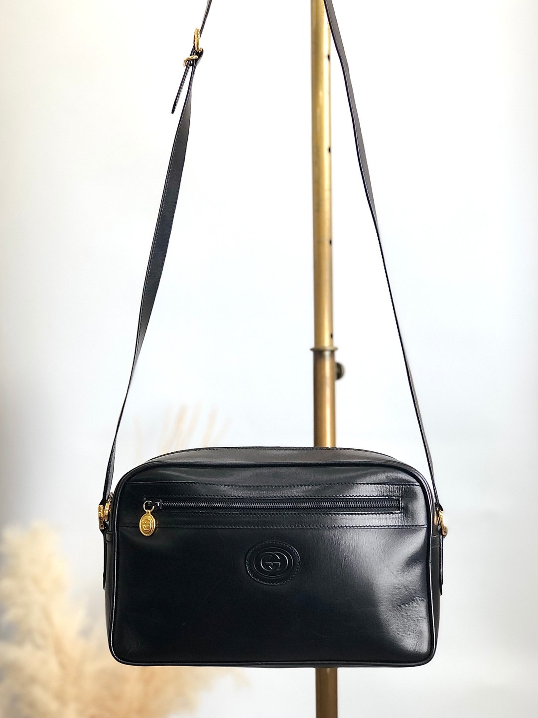 【日本直送，名牌二手包装】GUCCI 古驰 单肩包黑标志皮革 复古复古 老g3jpst - 侧背包/斜挎包 - 真皮 黑色
