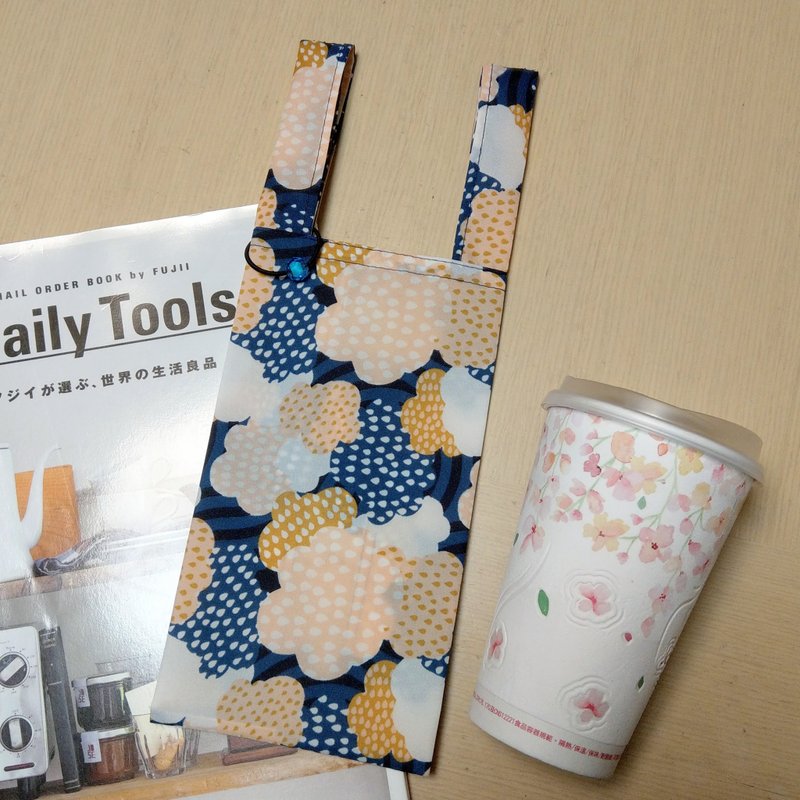 下雨的森林(深蓝)。环保饮料袋 早餐袋 随身万用袋 - 随行杯提袋/水壶袋 - 防水材质 蓝色