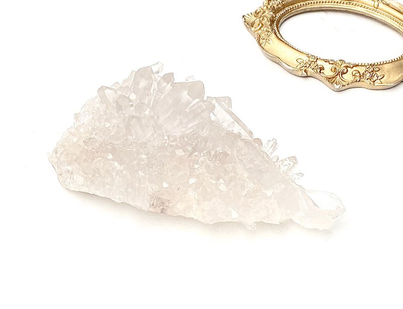 天然冰透体几何三角白水晶簇 家居 办公室 疗愈 摆件消磁净化手链 - 其他 - 水晶 白色