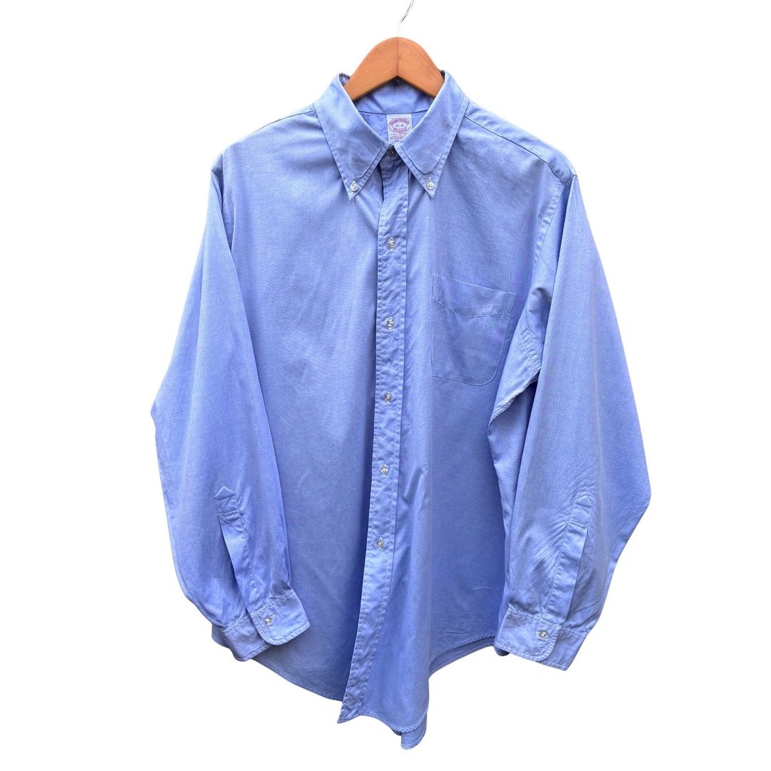 复古 Brooks Brothers Makers 浅蓝色钮扣领牛津衬衫 17-4 - 男装衬衫 - 棉 蓝色