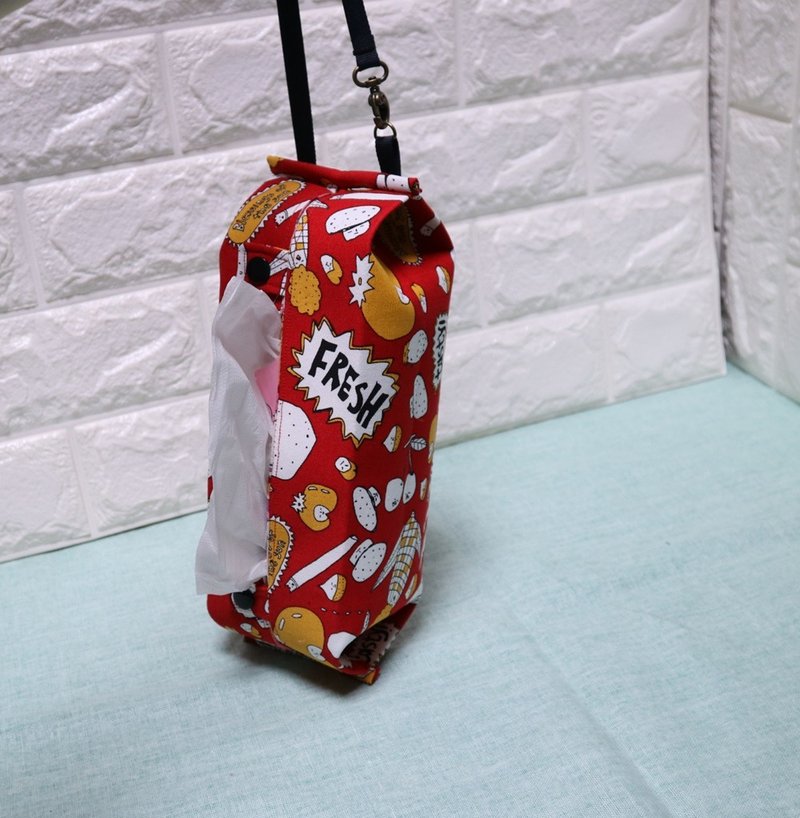 可挂式 活动式挂钩 收纳包 卫生纸盒/面纸盒套 - 纸巾盒 - 棉．麻 红色