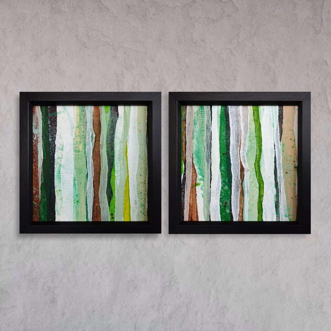 画作 抽象画 植物 绿色 白色 室内 现代 附框 - 海报/装饰画/版画 - 压克力 绿色