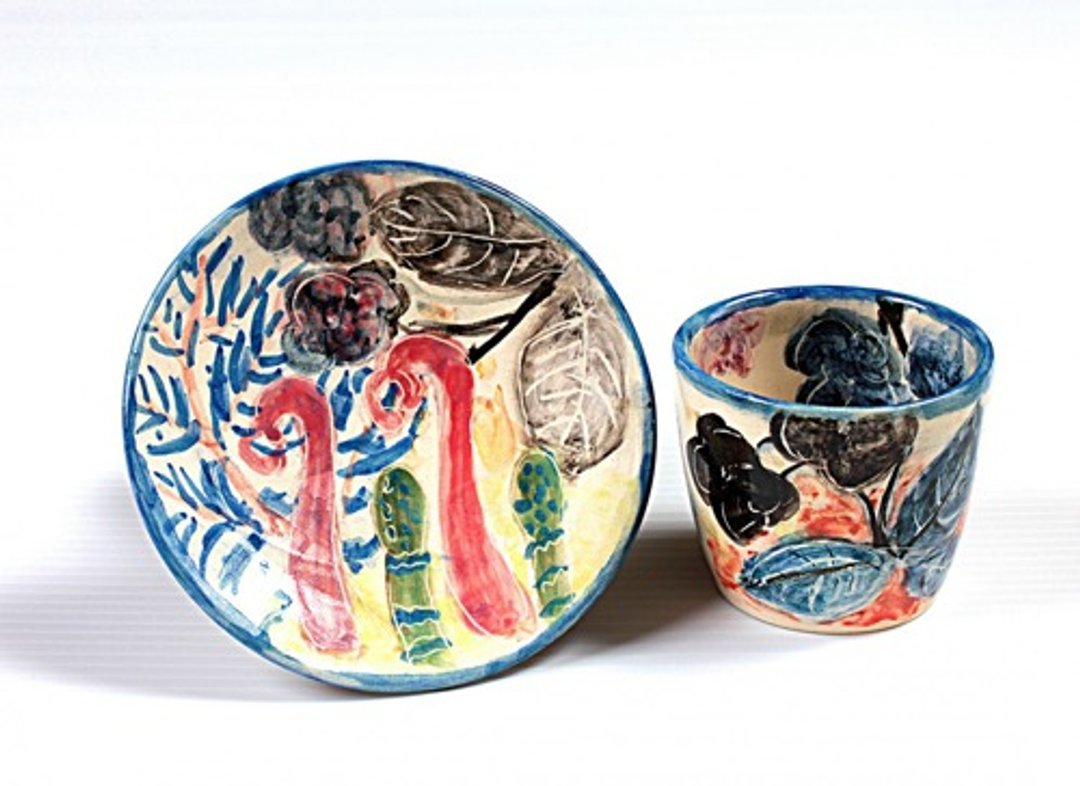 Flower drawing of light color field (small), underglaze color painting free cup set - 咖啡杯/马克杯 - 陶 