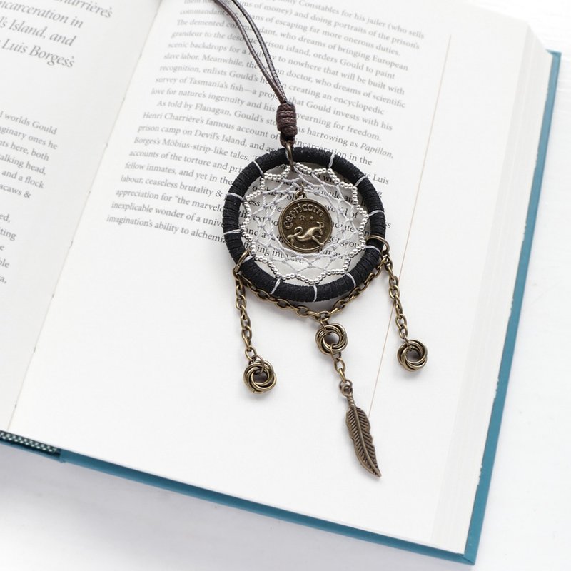 星座守护丨摩羯座 手工编织 圣诞礼物 设计 捕梦网项链 长项链 - 项链 - 其他材质 黑色