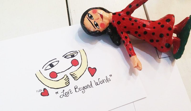 PuChi/小情人/明信片/Love beyond words/爱无以言表 - 卡片/明信片 - 纸 粉红色