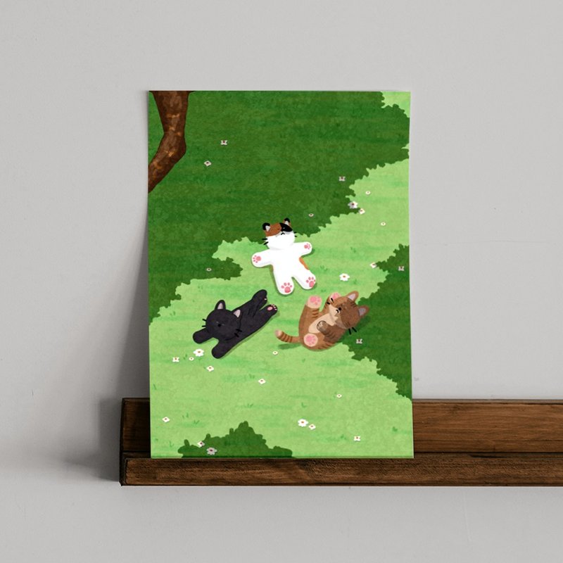 simyangs猫插画海报/午睡在田野里 A3/A2尺寸 - 海报/装饰画/版画 - 纸 多色