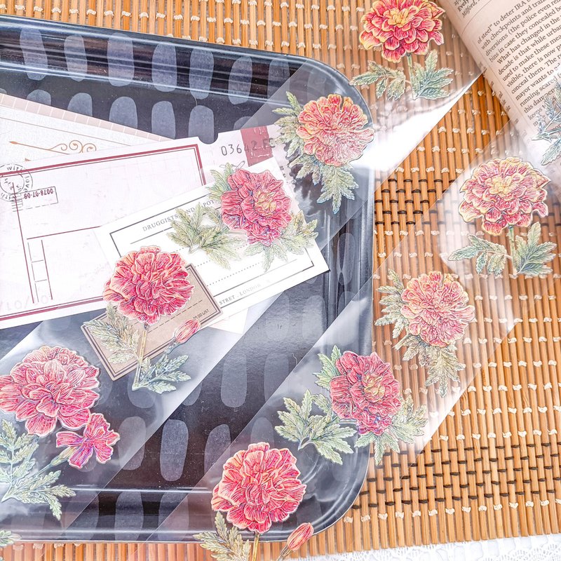 EF068_ 孔雀草/ 裝飾膠帶 - 纸胶带 - 塑料 多色