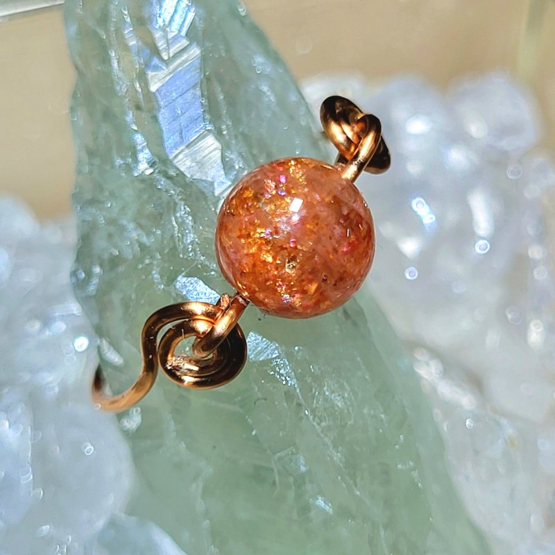 •照亮梦想• 金太阳 金属绕线 水晶原矿手作戒指 - 戒指 - 水晶 橘色