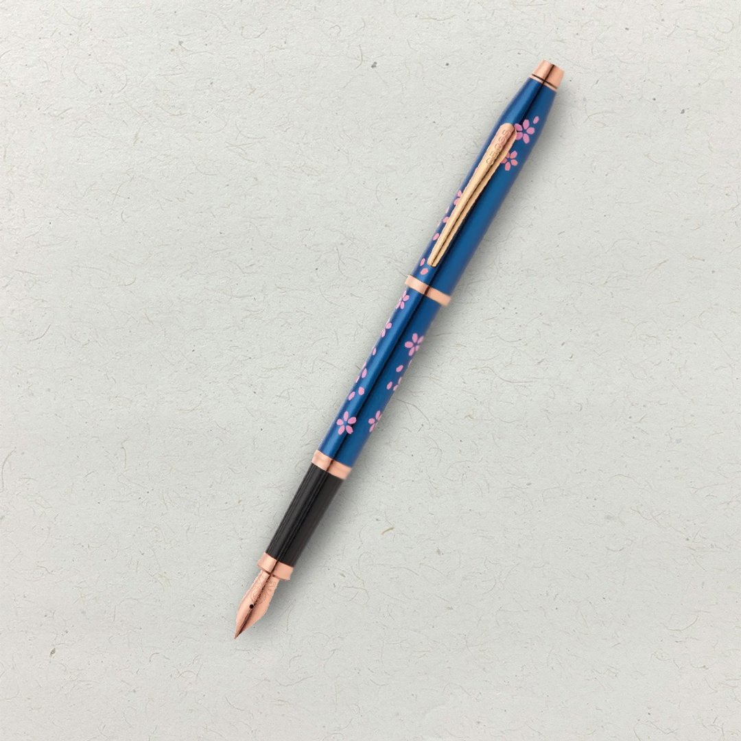 【CROSS】新世纪樱花系列 亮蓝漆镀金钢笔 (F号)笔尖(原厂正货) - 钢笔 - 其他金属 蓝色