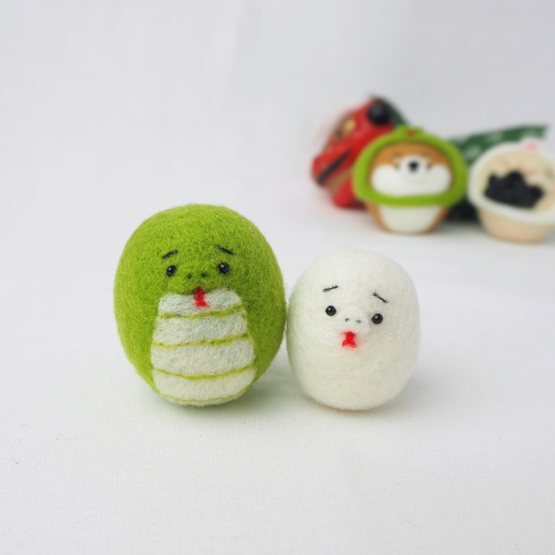 2025生肖（蛇）麻友蛇亲子单品页羊毛毡 - 摆饰 - 羊毛 绿色