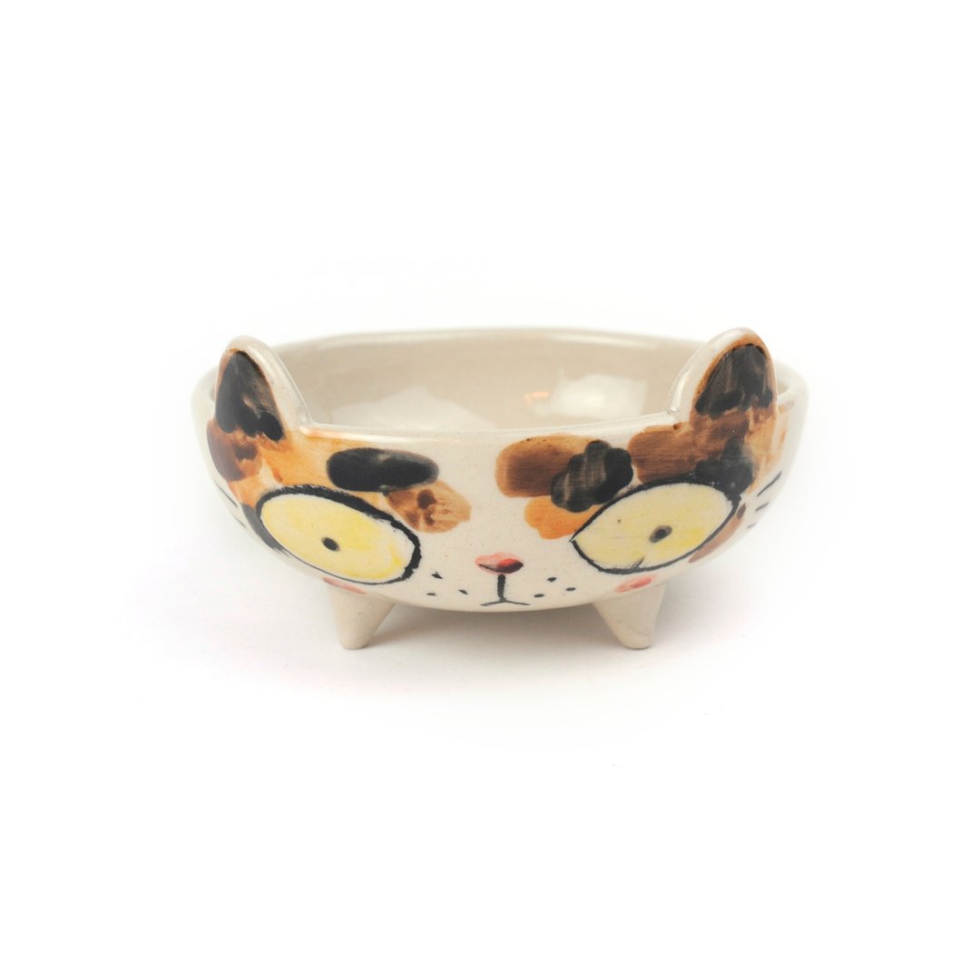 Nice Little Clay 手工碗 可爱猫 0202M-12 - 碗 - 陶 白色
