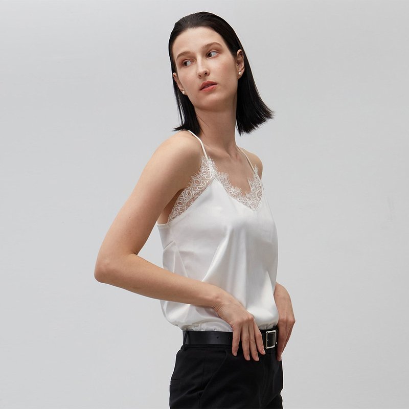 系带丝背心(白)│Who Cares 台湾服饰品牌 - 女装背心 - 棉 白色