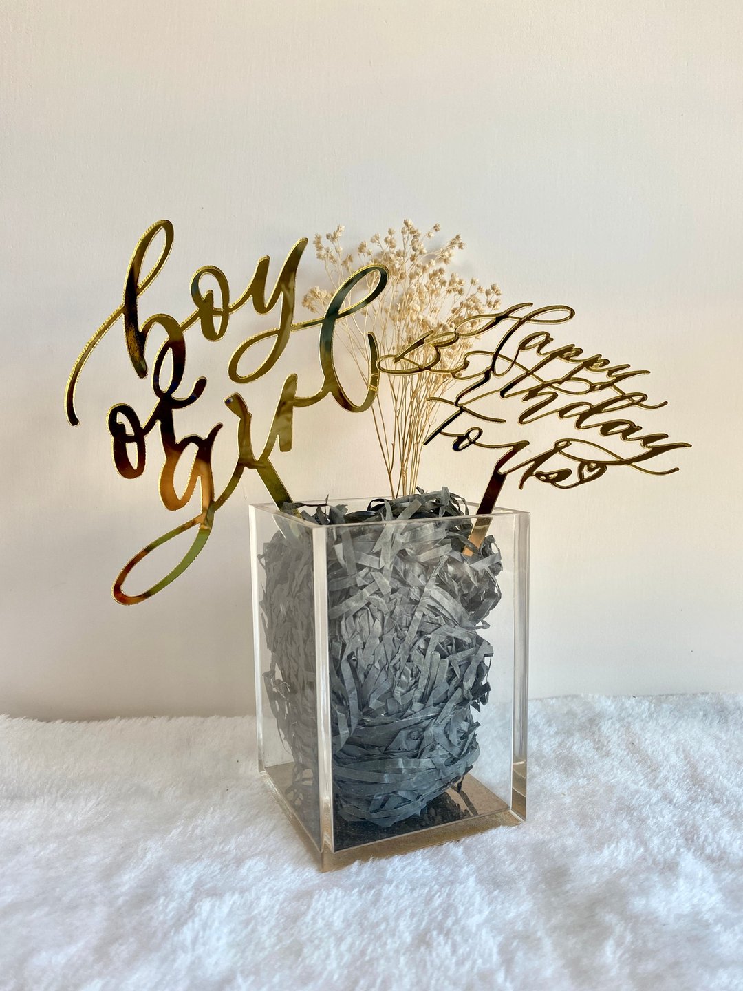 (两周出货)定制书法花束蛋糕 插牌 caketopper生日结婚纪念 - 其他 - 压克力 金色