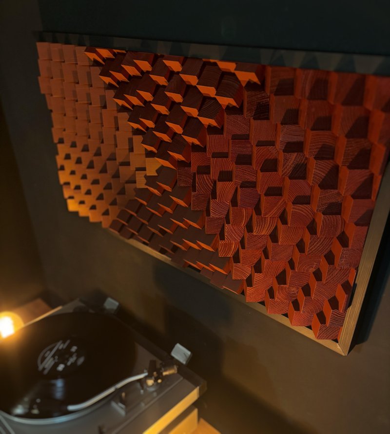 隔音板 - 3D 木墙艺术 - 勃根地红艺术品 - 音乐工作室装饰 - 墙贴/壁贴 - 木头 红色