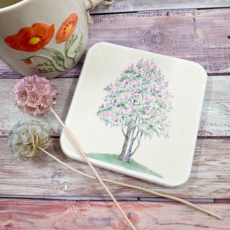 紫薇树-圭藻土杯垫 - 杯垫 - 其他材质 紫色