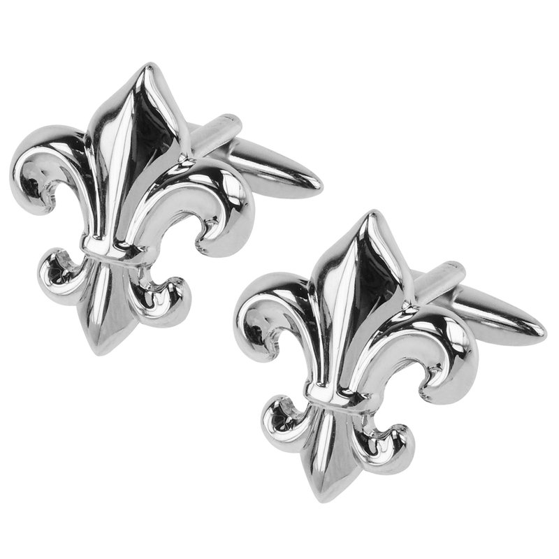 银色鸢尾袖扣 - 袖扣 - 其他金属 银色