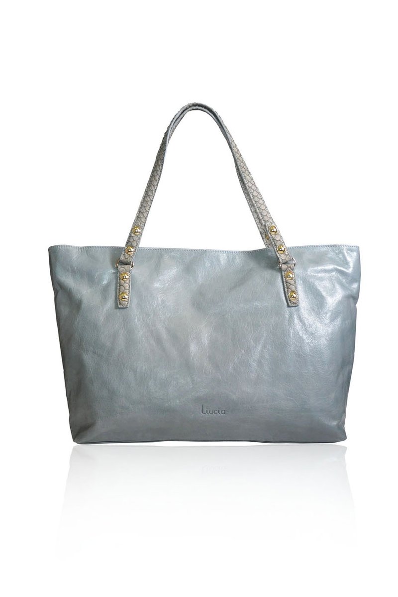 Annalise Italian Leather Tote Bag - 侧背包/斜挎包 - 真皮 蓝色