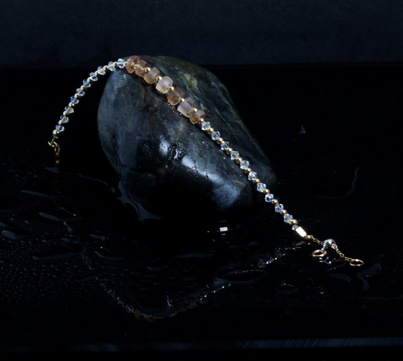 曰本 Cenfill 钢丝 帝王托柏石原矿 14K包金 GF Swarovski 手链 - 手链/手环 - 宝石 