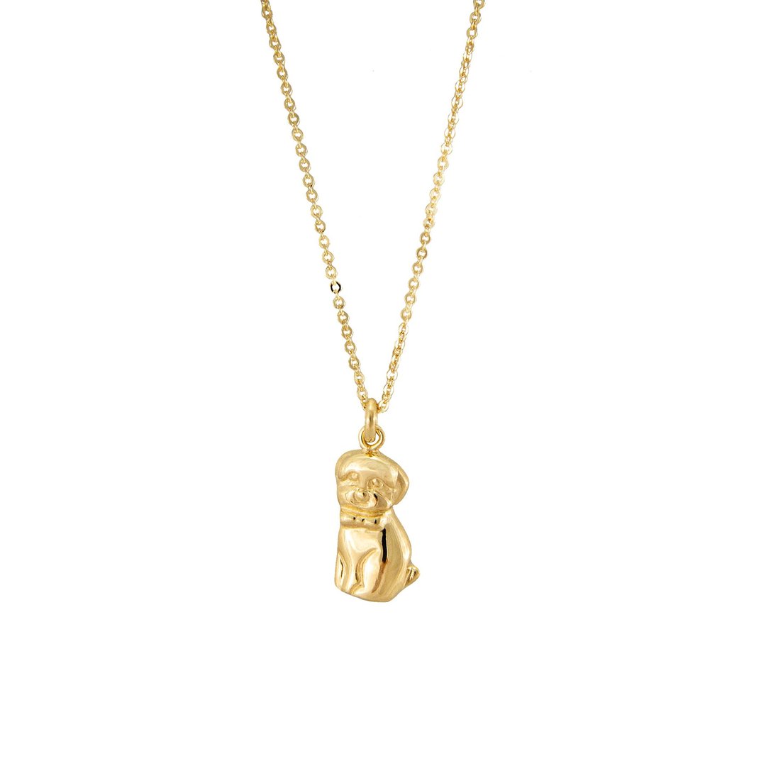 Dog Necklace 生肖系列 狗动物项链 贵宾狗 纯银镀18K金 送礼推荐 - 项链 - 纯银 金色