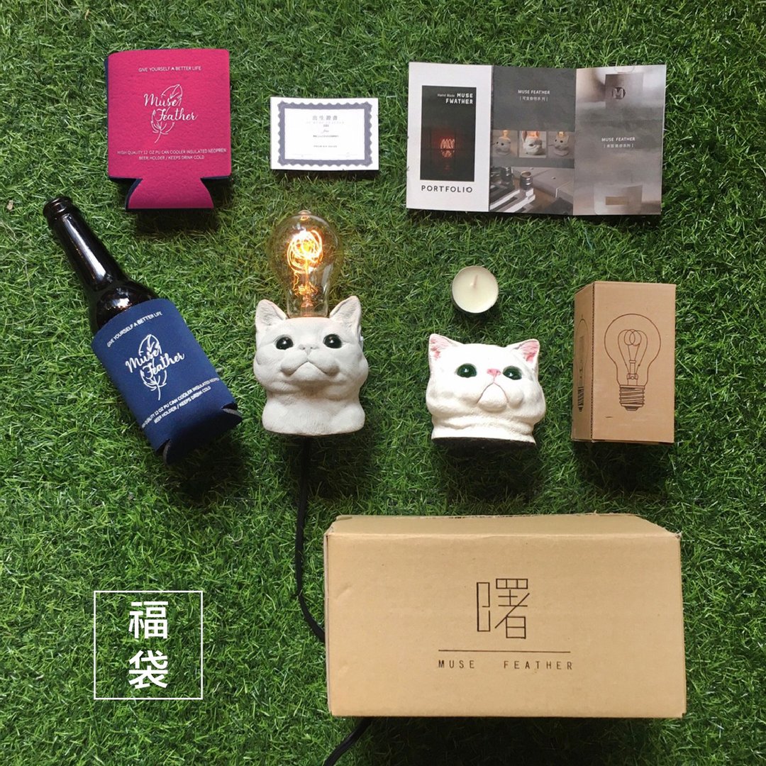 独家限定 水泥猫咪灯饰蜡烛台福袋组合 - 灯具/灯饰 - 水泥 白色
