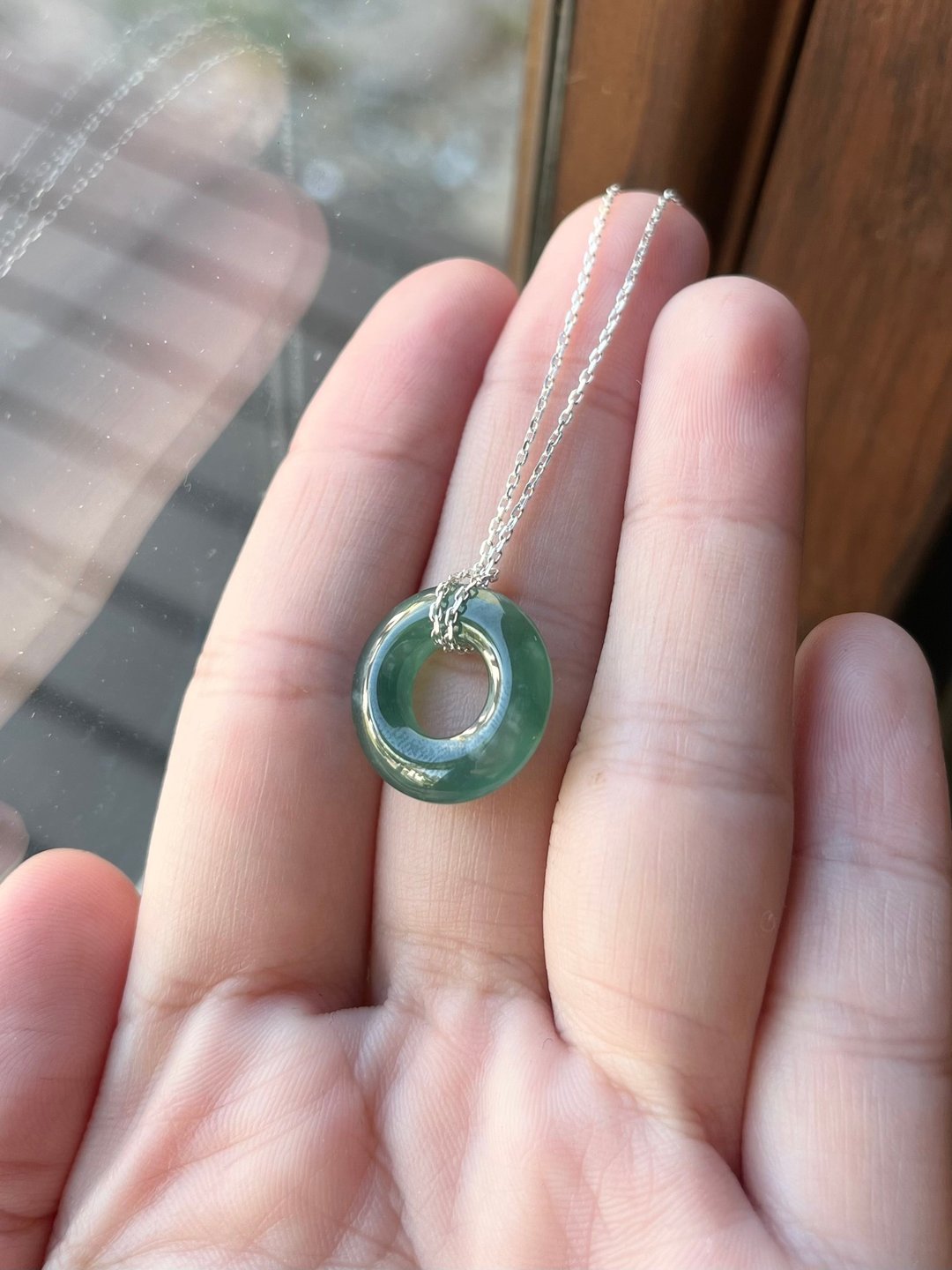 I 沧海 I  天然冰种深湖绿翡翠平安扣项链 危地马拉翡翠A货 - 项链 - 玉石 绿色