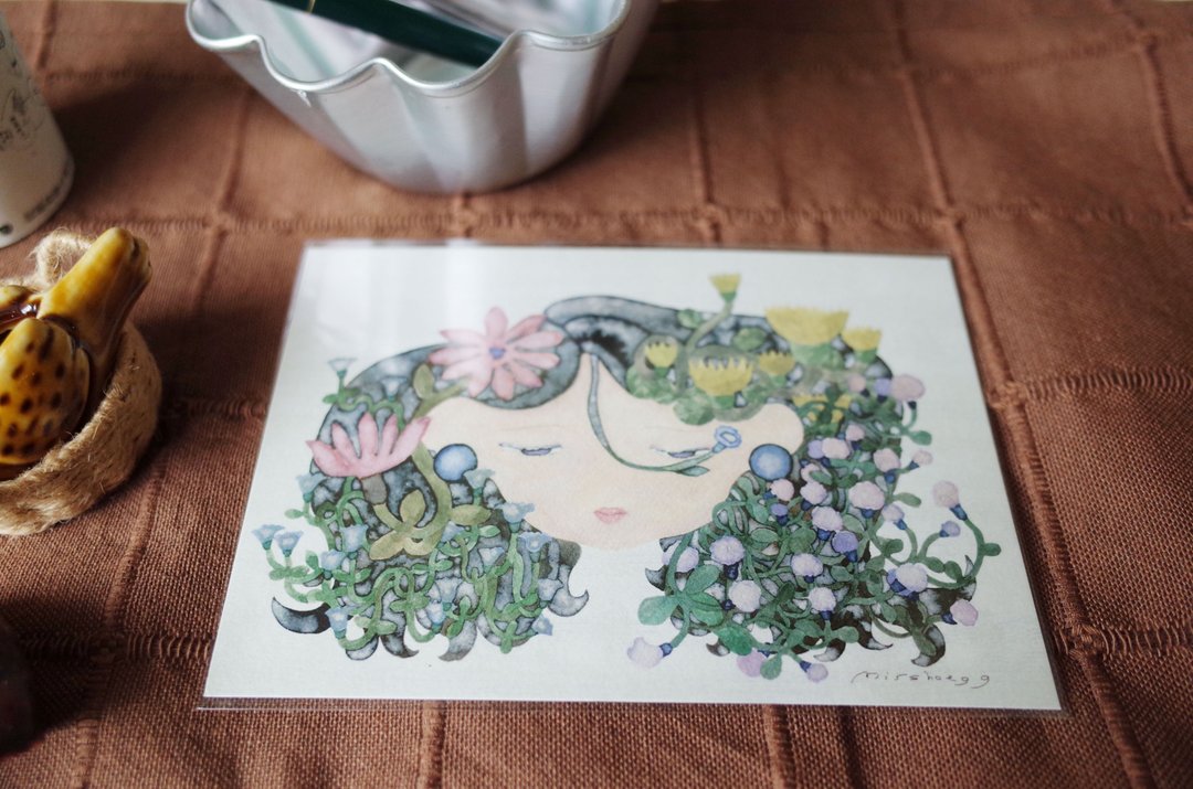 花草少女 / 明信片 - 卡片/明信片 - 纸 白色