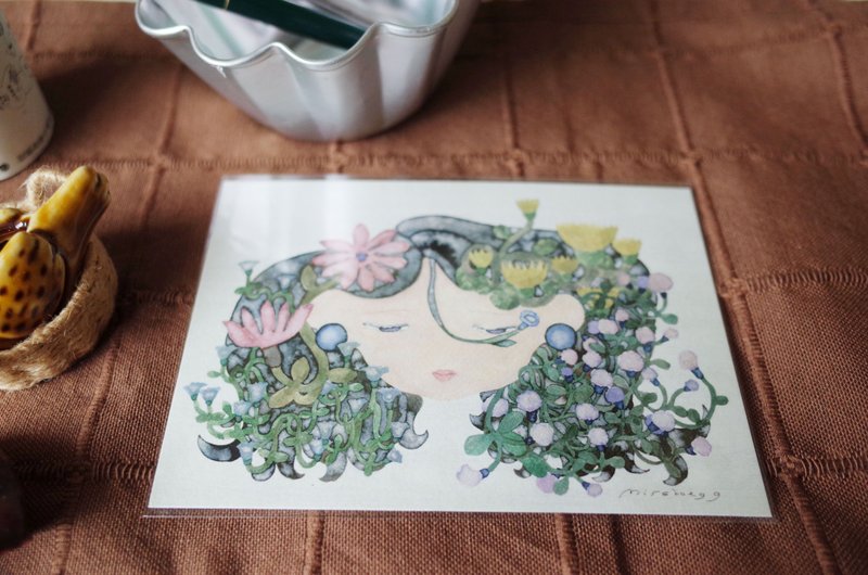 花草少女 / 明信片 - 卡片/明信片 - 纸 白色