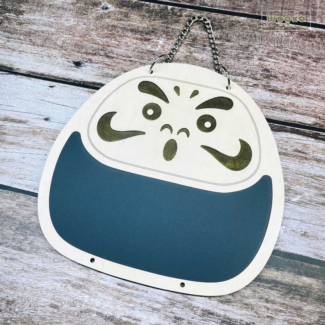 WOOXO 达摩福神 日本福神 造型黑板 露营黑板 露营门牌 彩绘 - 露营用品 - 木头 卡其色