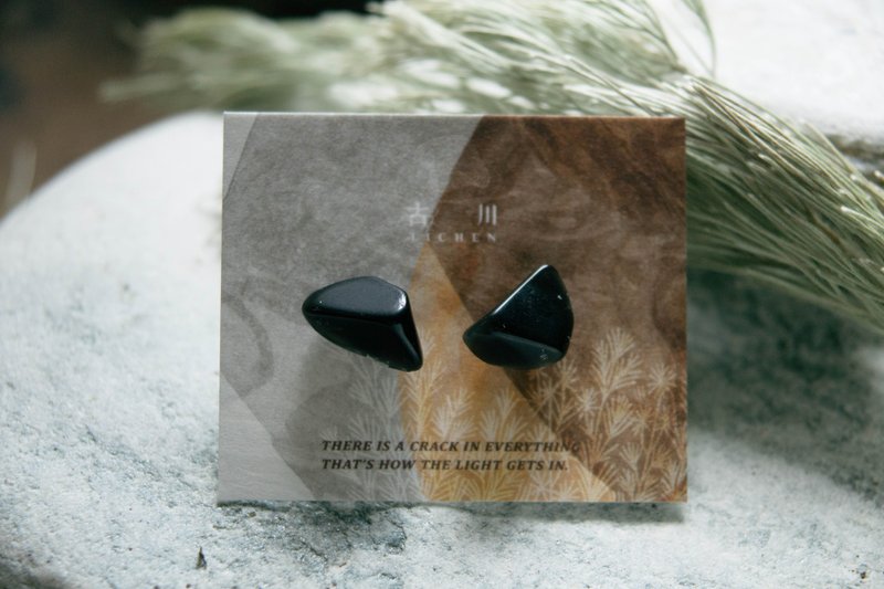 CRACK | 矿物系耳环 |  EARRINGS - 耳环/耳夹 - 宝石 黑色
