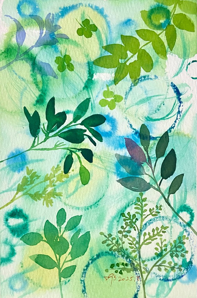 花草系列-青柠绿茶 (13X19cm) 水彩画/裸画无框 - 摆饰 - 纸 白色