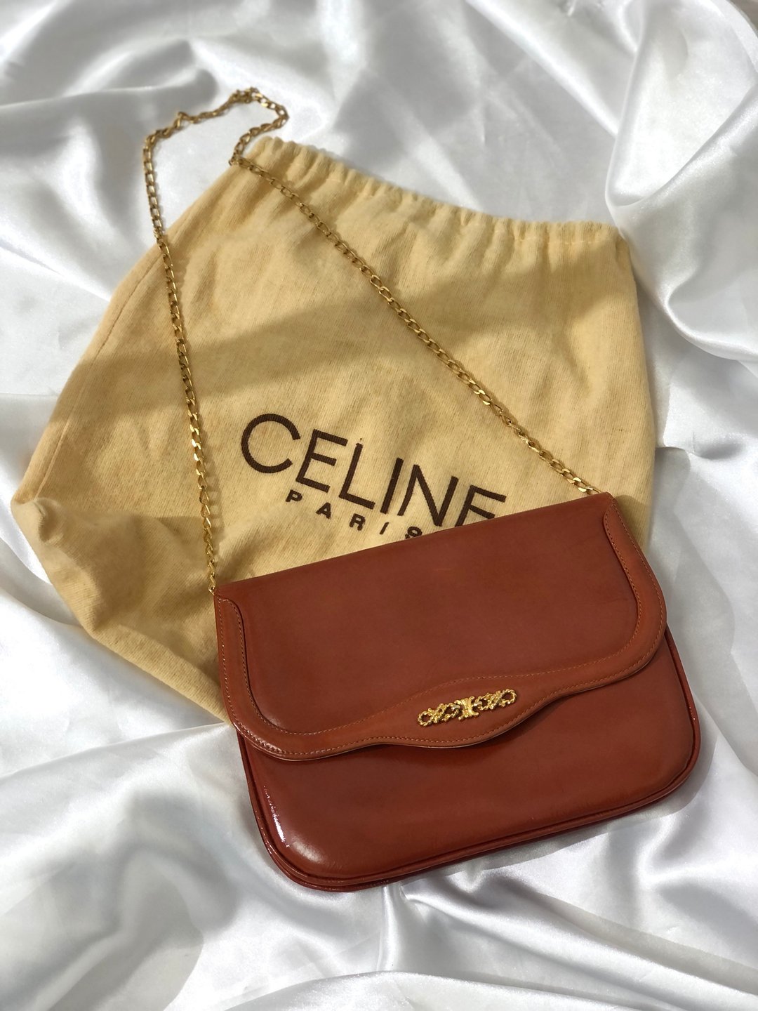 【日本直运名片二手包】CELINE赛琳Blason皮革链条迷你包单肩包棕复古tbugmc - 侧背包/斜挎包 - 真皮 咖啡色