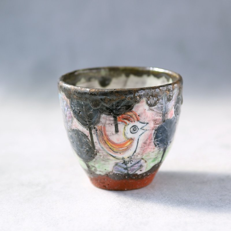 免费杯：森林里的房子和雀 - 其他杯子 - 陶 多色