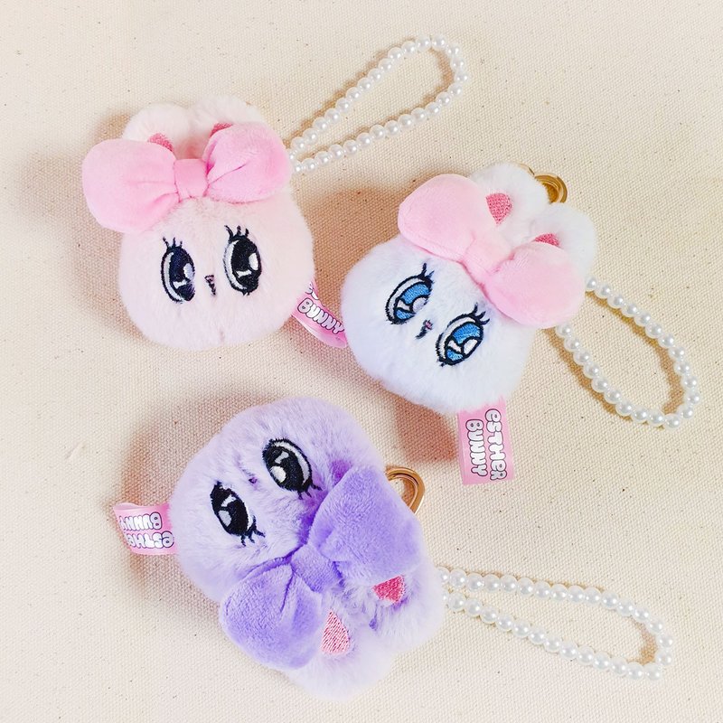 【Esther Bunny艾丝乐小兔】珠链绒毛吊饰 全3款 - 钥匙链/钥匙包 - 聚酯纤维 粉红色