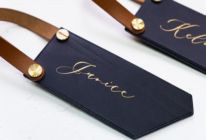 //订制作品// cottontail x relzplay 英文书法 手工真皮行李吊牌 - 行李吊牌 - 真皮 蓝色