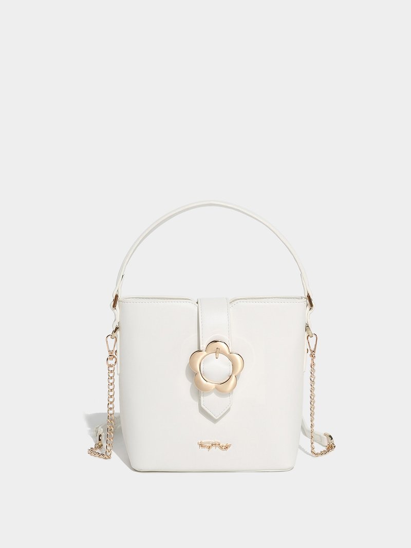 花型配饰水桶包 - 束口袋双肩包 - 其他材质 白色