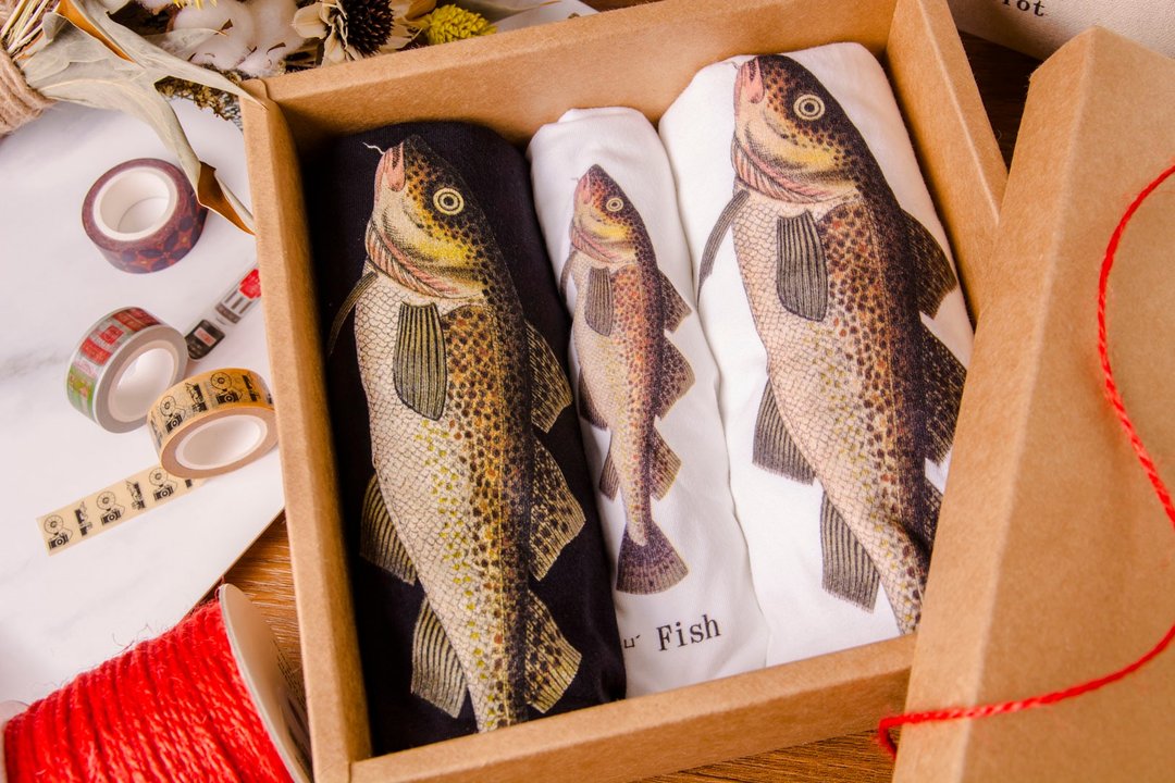 满月礼 弥月礼 -鱼 Fish - 满月礼盒 - 棉 咖啡色