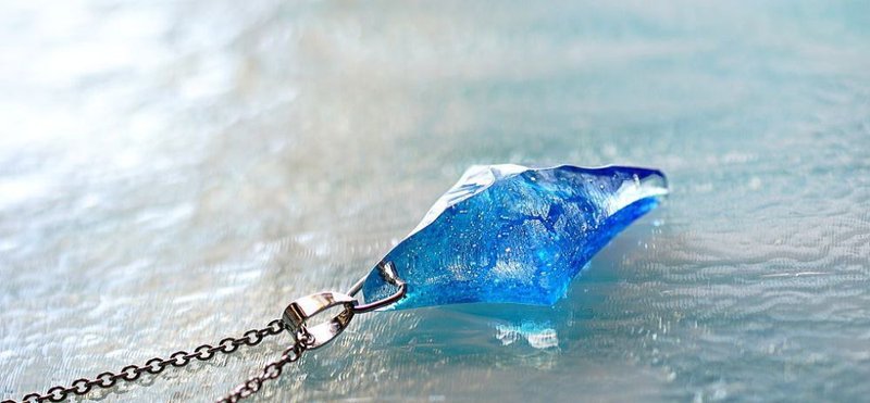 Aqua diamond star - 项链 - 玻璃 蓝色