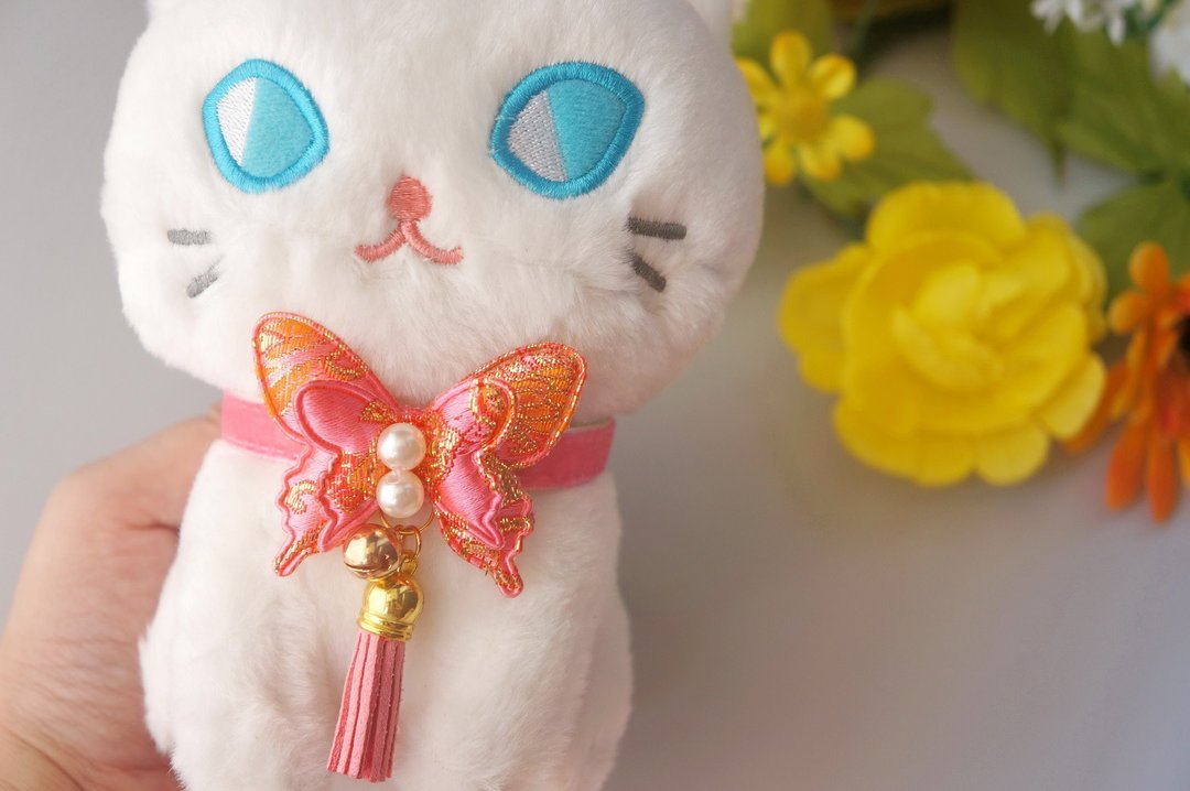 猫咪狗狗兔子鸭子-小型(P-S)-三角巾领巾项圈项链 猫咪安全扣新年 - 项圈/牵绳 - 其他材质 多色