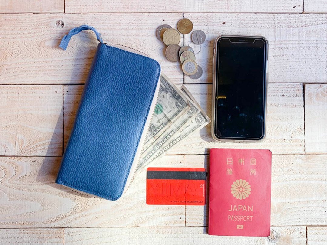 CLAY Bright sea color Turquoise blue Clay zip wallet Storage Lots of convenience CZW-TWT-T - 皮夹/钱包 - 真皮 蓝色